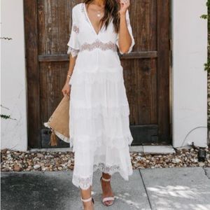 Vici Dolls Setting Sun Lace Tiered MIDI Dress